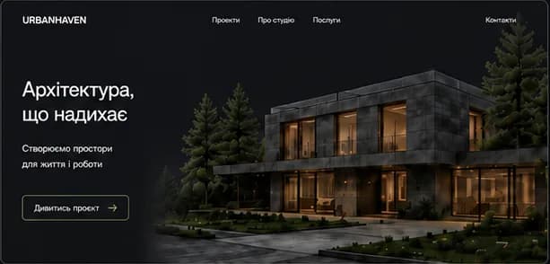 Рекомендований проєкт UrbanHaven у темній темі